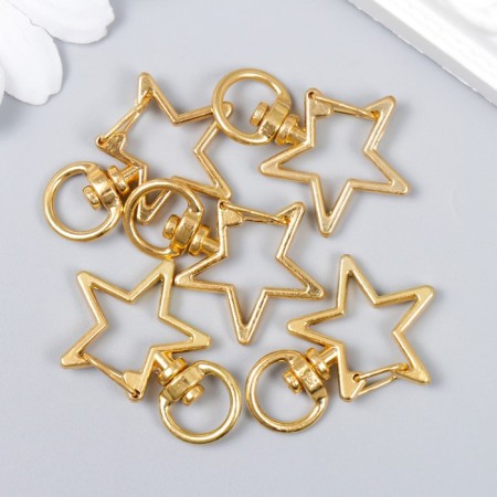 Carabiner Metal with a ring "Star" gold 3.4x2.3 cm-2