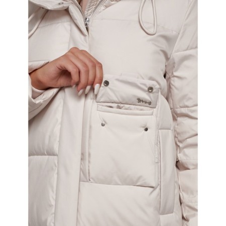 Coat insulated winter female, size 50, beige color-6