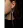 Hanging earrings with Hollywood rhinestones drops with threads, white color in silver, 15.5 cm