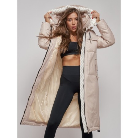Coat insulated winter female, size 44, beige color-11
