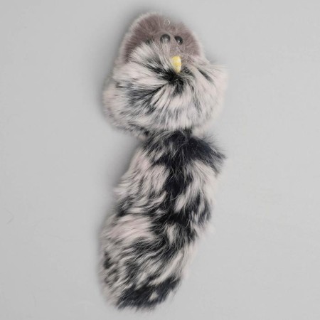Mouse made of natural rabbit fur, 6 cm, mix of flowers-1