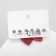 Set 3 pairs of earrings love hearts, white-red color in silver