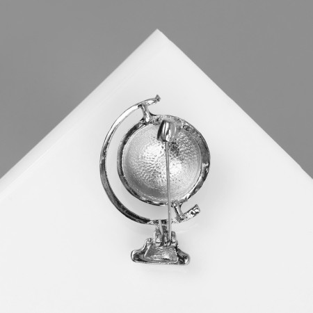 Brooch "School" Globe, blue color in silver-3