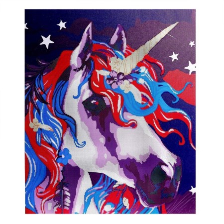 Diamond mosaic with partial filling on the subframe "Unicorn", 50 x 60 cm-2
