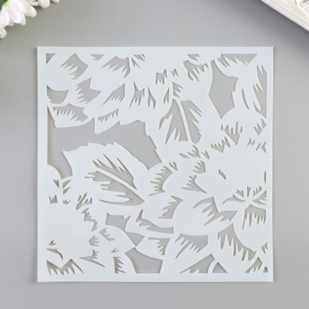 Plastic stencil "Pion with sharp petals" 15x15 cm