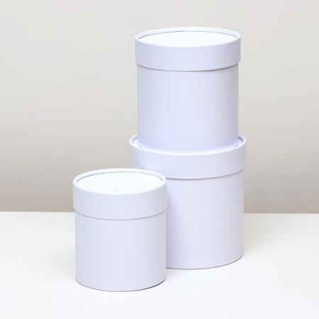 Set of round boxes 3 in 1, "white", 16x16, 14x14, 12x12 cm-1