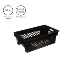 The box is universal, plastic, 60 × 34 × 20 cm, 30 kg, black