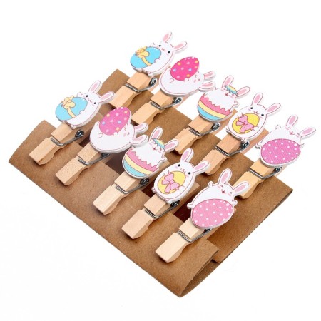 Decorative clothespins with a rope for the suspension "Easter bunny", 10 pcs.-1