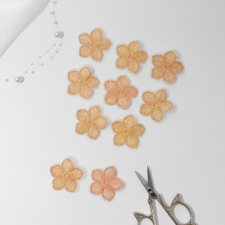 Knitted elements "flowers", 3.5 × 3.5 cm, 10 pcs, peach/chameleon color-1