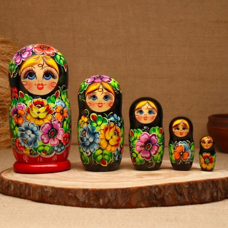 Nesting doll "flowers", 5 puppet, suite, mix-8