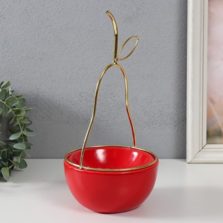 Souvenir ceramics, metal stand "pear" red with gold 13x13x25.5 cm-2
