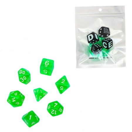 A set of cubes for D&D (Dungeons and Dragons, DND) "Game time", Series: D&D, 7 pcs, Green