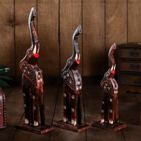 Souvenir tree (set 3 pcs) "Elephants trunks up stars on the ears" 35x24x5 cm mix-7
