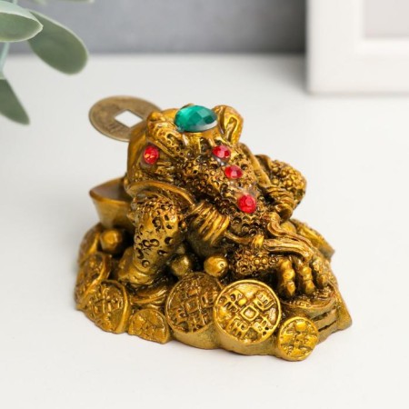 NECKE Bronze "Toad on coins with a bowl" 7 x 6 x 5 cm-3