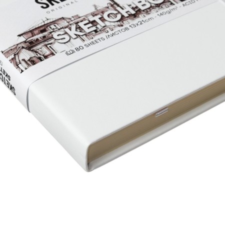 Sketchmarker sketchbook, 130 x 210 mm, 80 sheets, solid leather cover, white, block 140 g/m2-3