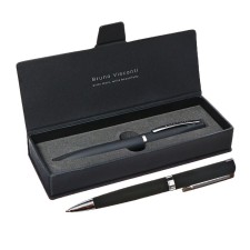 SHOULD OF BALL RUBLE, 1.0 mm, BrunovisConti milano, blue rod, metal case Soft Touch Black, in an eco -leather case