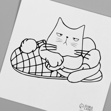 Tattoo on the body Black "Cat in a slipper" 6x6 cm-5
