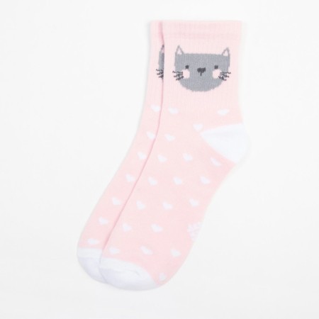 Children's socks kaftan "cat", size 16-18, pink color-3