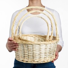 A set of wicker baskets, willow, 3 pcs., Light brown