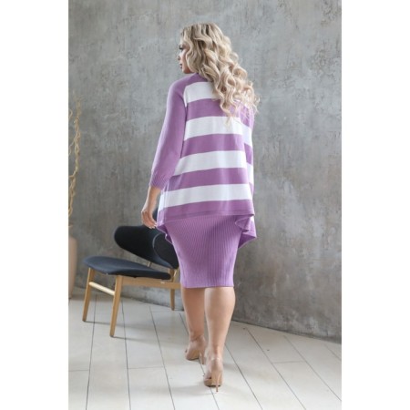 Cardigan female, size 54, lilac color, white-6