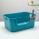 The toilet open with the side entrance with a scoop and a filter, 50 x 35 x 24 cm, blue