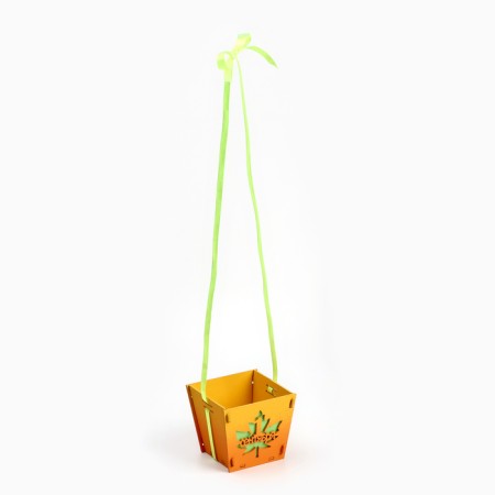 Wooden Kashpo 10 × 10.5 × 9 cm Raphael "September 1", handle ribbon, gradient yellow orange-4