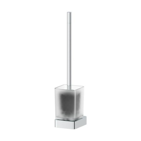 Holder with toilet ruff, matte glass, chrome