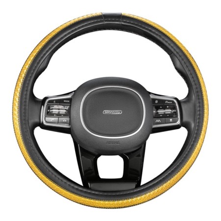 SkyWay braid, leather, size m, black, with a yellow wicker insert, s01102372-9