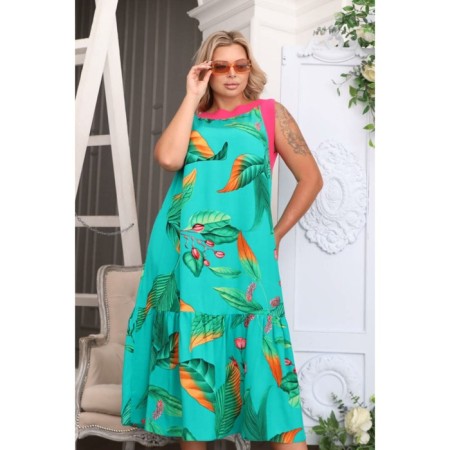 Sarafan female, size 52, turquoise color-8
