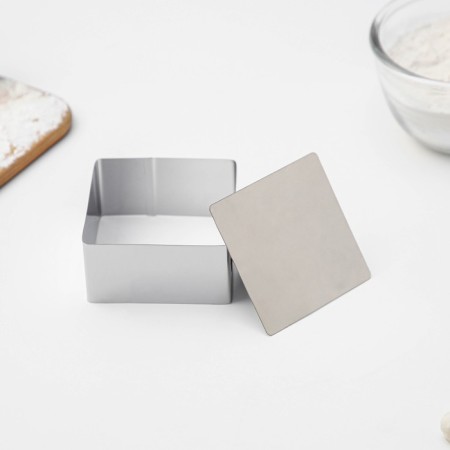 The form for laying out the share "Square", 8 × 8 × 4 cm, with a press, stainless steel-2