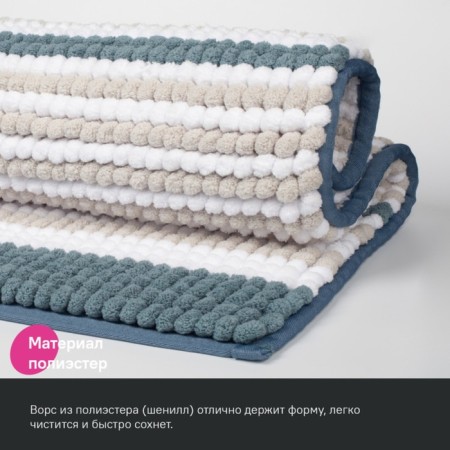 Bathroom rug IDDIS, 50x80 cm, shenill, blue-green color-2
