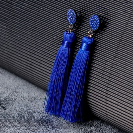 Earrings "Brushes" Harmony, Blue L -brush color 9.5cm-5