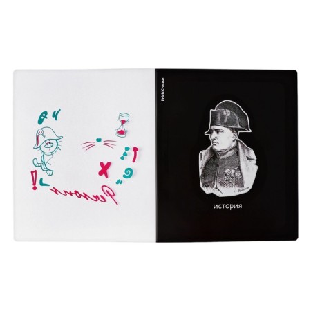 Subject notebook, 48 sheets, cage, history of Erichkrause "Persons", plastic cover silk-screen cover, OFSET Beliness 100%, information block-2