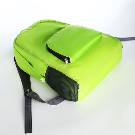 Folding backpack, lightning department, external pocket, 2 side pockets, green color-5