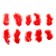 A set of feathers for decor 10 pcs., Size 1 pcs: 10 × 2 cm, red color