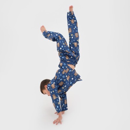 Pajama nursery (shirt, trousers) KAFTAN "Bears", p. 122-128, blue-6