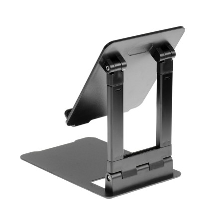 A tablet stand, adjustable, folding, rubber inserts, black-1