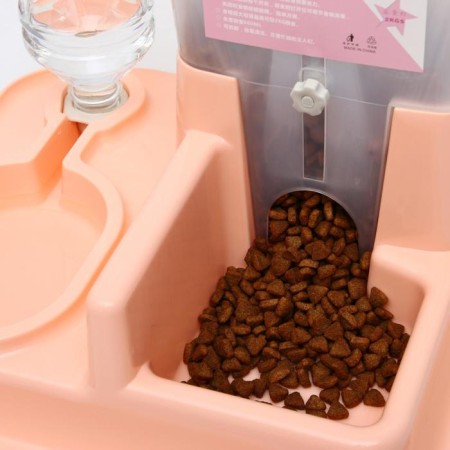 Complex: feed container 38x22x34 cm (1.5 kg), removable bowl and drinker, peach-5