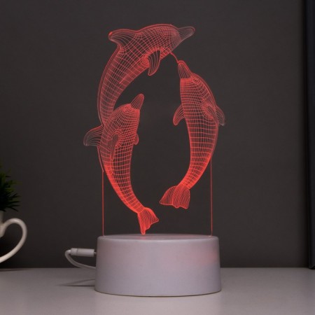 Sensor Lamp "dolphins" LED 7 USB colors/from batteries white RISALUX-3