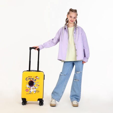 Small suitcase 18 ", lightning department, 4 wheels, yellow color-8