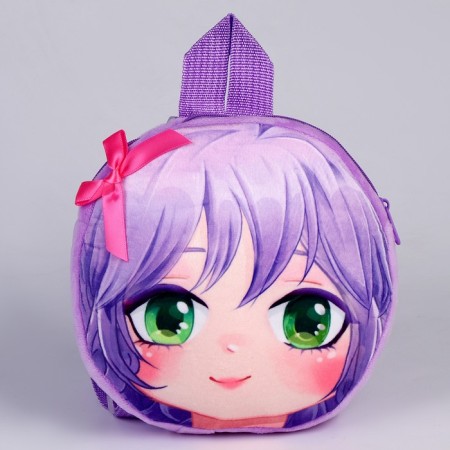 Baby backpack for anime girl, plush, purple color-1