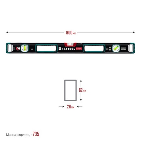 Magnetic level Kraftool A-Rate 34988-80, mirror eye, accuracy 0.3 mm/m, 800 mm-12