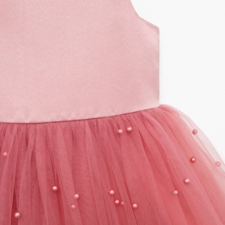 Children's dress with beads kaftan p. 36 (134-140 cm), pink-6