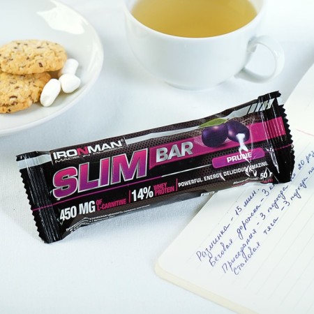 Slim Bar bar with L-carnitine, prunes, dark glaze, sports nutrition, 50 g