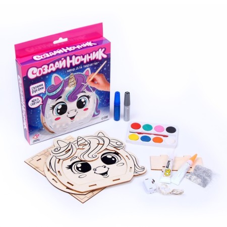 Set for creativity "New Year's nightlight made of wood", unicorn-1