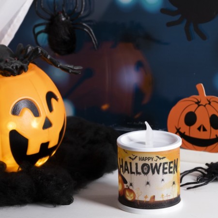 LED figure "Halloween Candle" 7.5 × 10 × 7.5 cm, plastic, batteries AG13x3, glow warm white-1