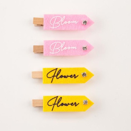 Set of decorative clothespins "Bloom" 4 pcs, felt/tree-3
