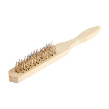 Metallic manual scrap brush, wooden handle, 4-row-3