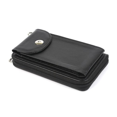 Bag for documents with zipper, n/k, 2 departments, black matte-2