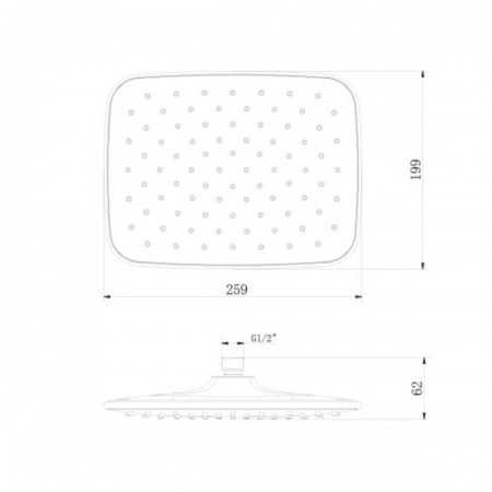 Shower watering can Lemark LM8133C, upper, round, 259 x 199 mm, 1 functions, chrome-1